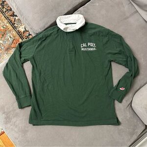 Cal Poly Rugby Style Shirt Mens Medium Green Mustangs Long Sleeve Preppy Y2K VTG